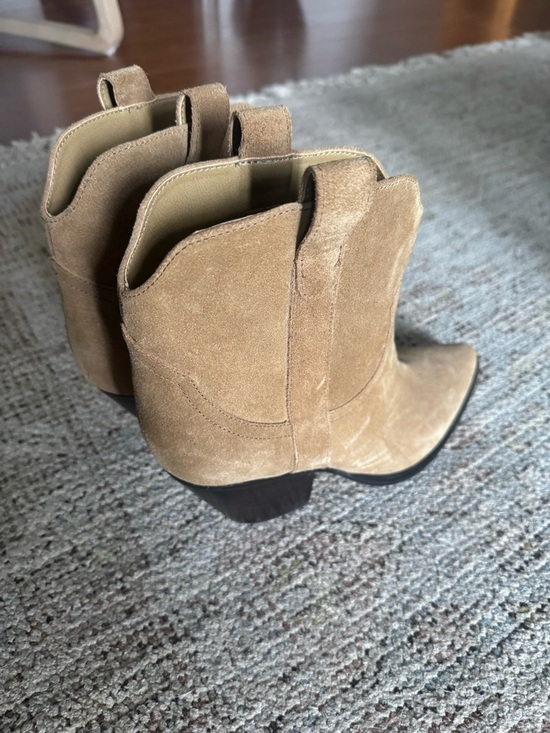 Marc Fisher Tan Suede Pointed Western Ankle Boots - Picture 2 of 6